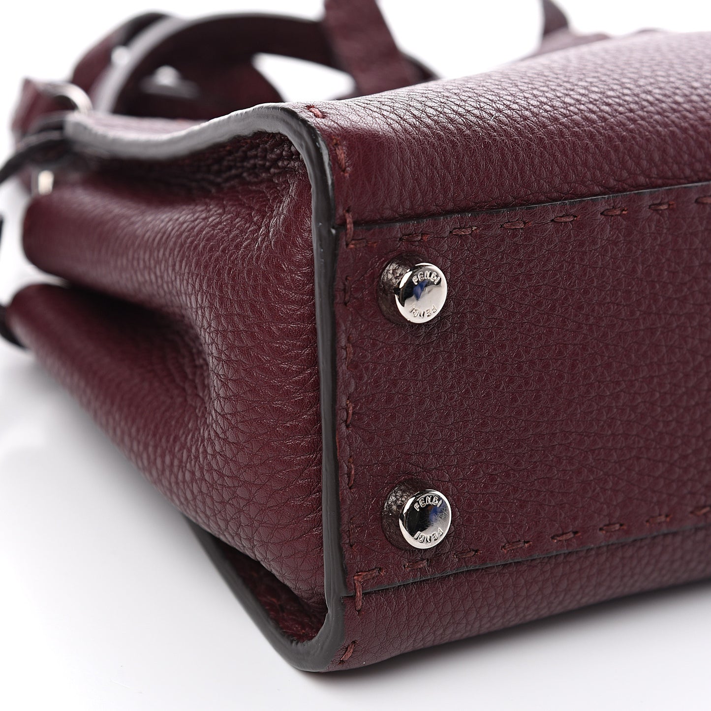 Cuoio Romano Selleria Bi-Color Mini Peekaboo Iconic Satchel Bordeaux Grigio Polvere