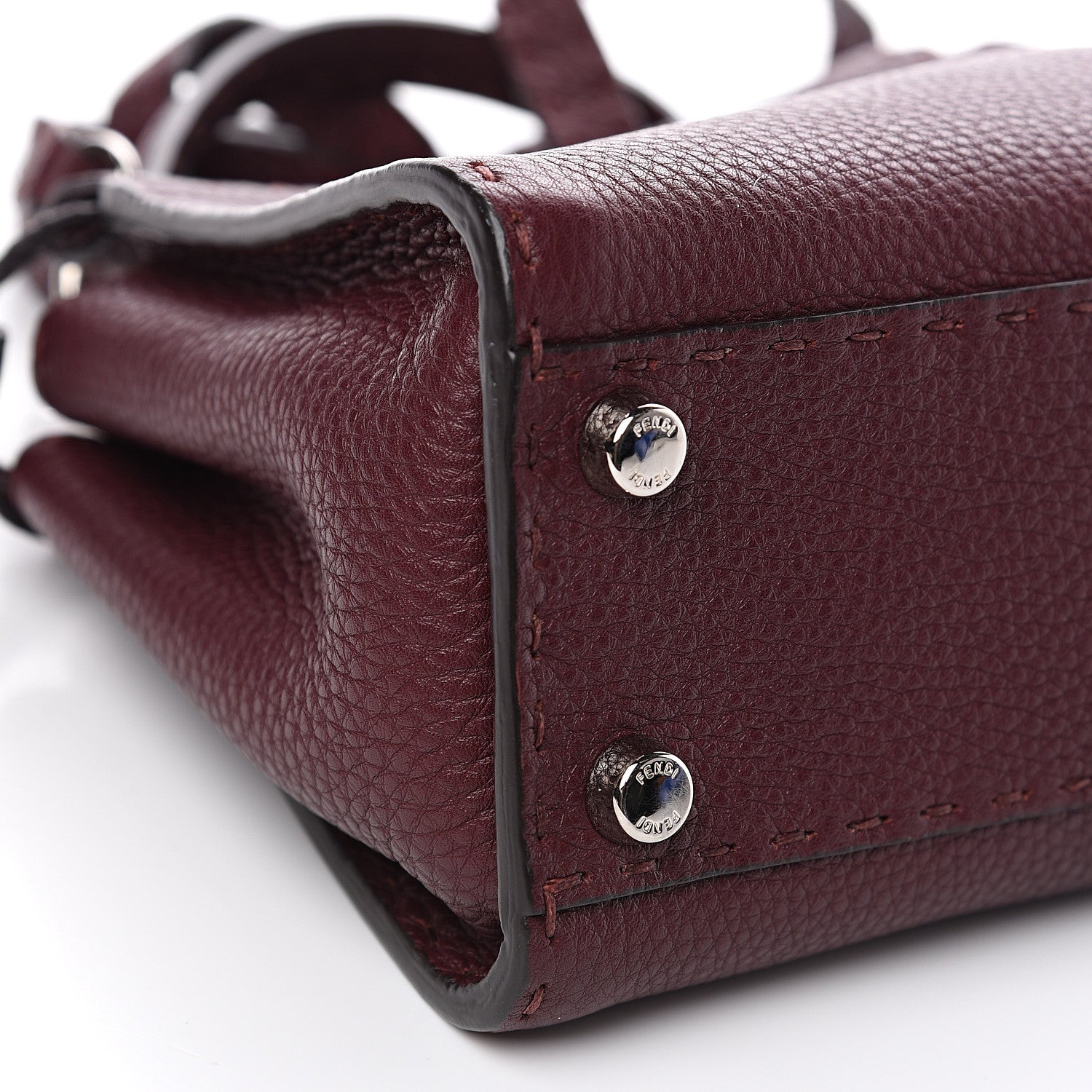 Fendi Cuoio Romano Selleria Bi-Color Mini Peekaboo Iconic Satchel Bordeaux Grigio Polvere 6 of 7