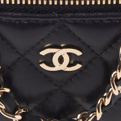 Chanel Lambskin Quilted Small Vertical Coco Beauty Vanity Case With Chain Black 7 of 10