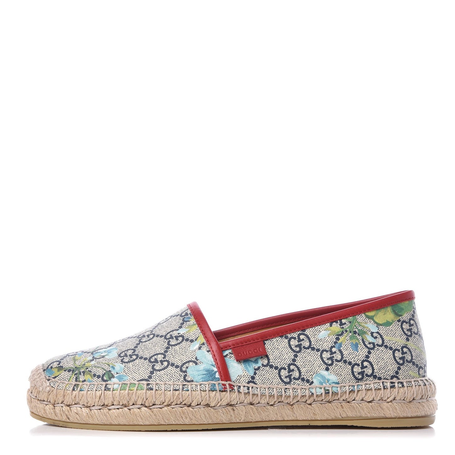 GG Supreme Monogram Blooms Espadrilles 39 Beige Blue Navy Hibiscus Red
