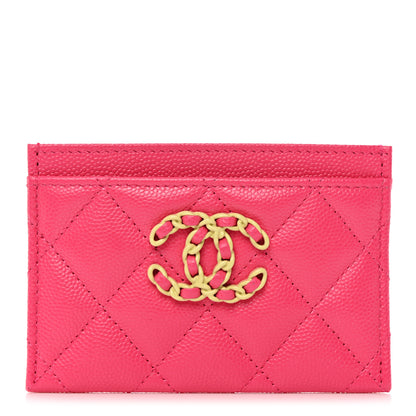 Chanel Caviar Quilted Chanel 19 Card Holder Dark Pink 1 of 9