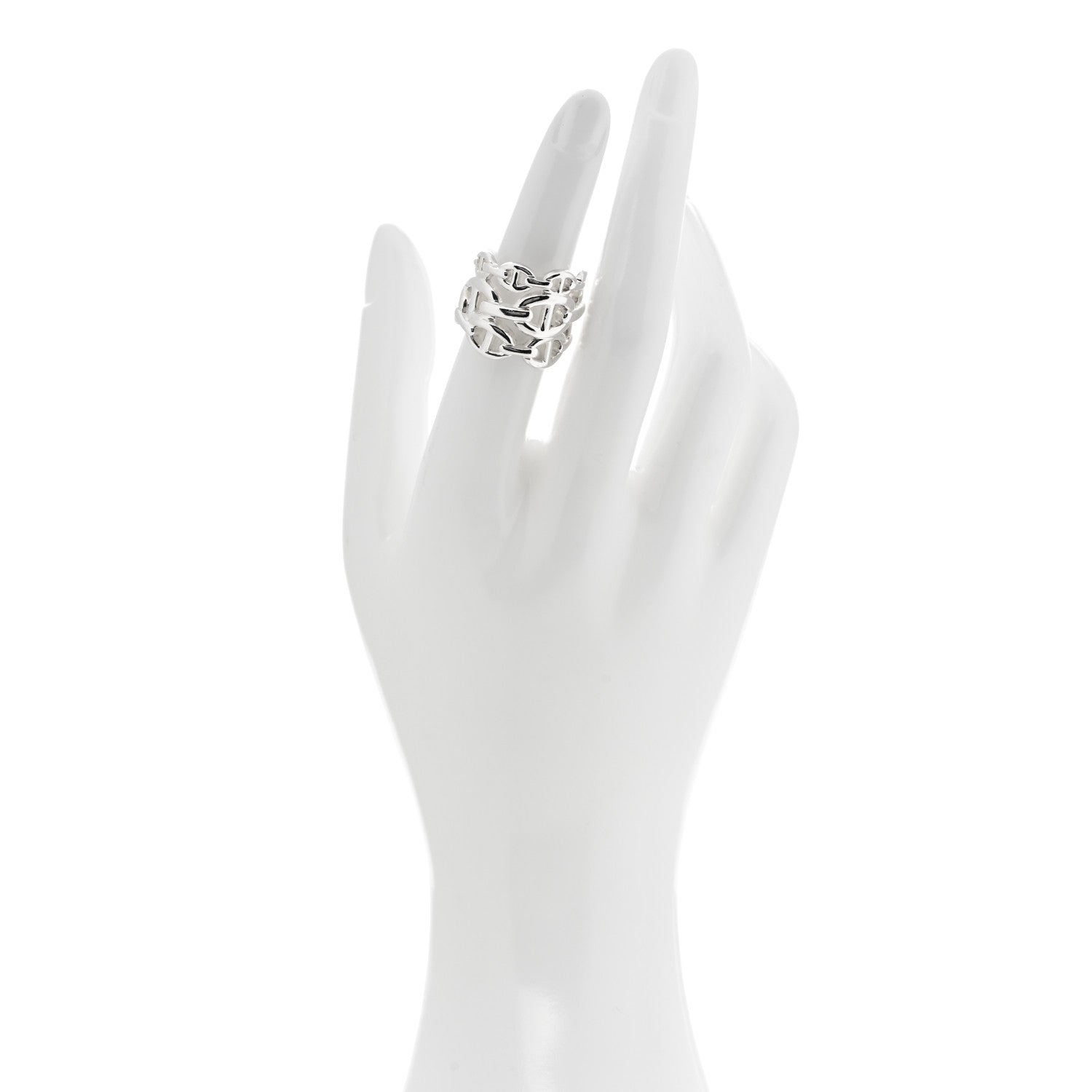 Hermes Sterling Silver GM Chaine d'Ancre Enchainee Band Ring 52 6 2 of 6