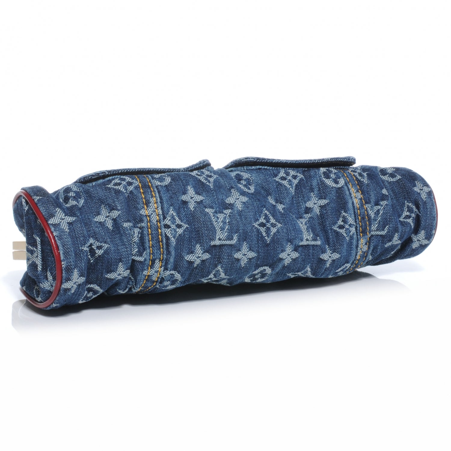 Louis Vuitton Denim Alligator Sac Fermoir GM 4 of 7