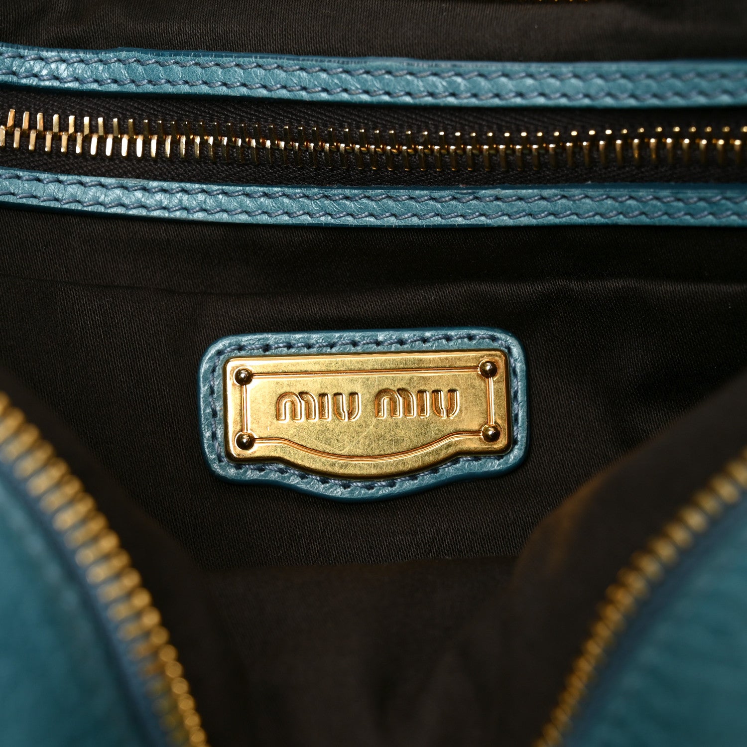 Miu Miu Vitello Lux Medium Bow Bag Blue 6 of 9