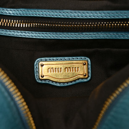Miu Miu Vitello Lux Medium Bow Bag Blue 6 of 9