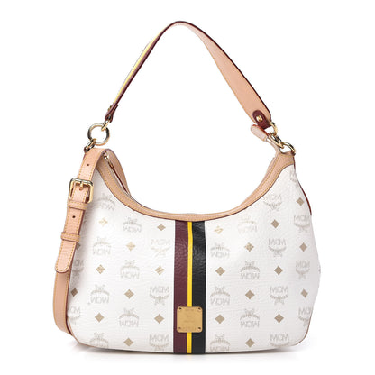 MCM Visetos Striped Hobo White 1 of 13