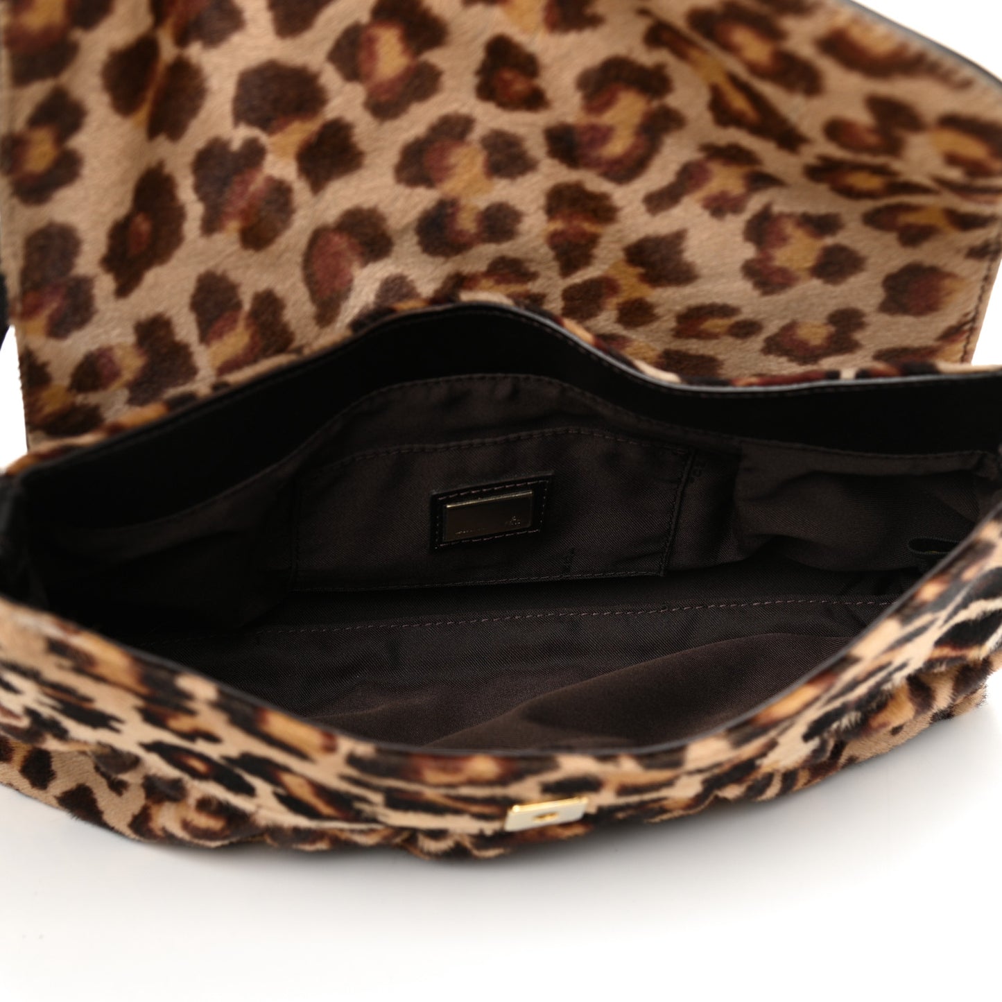 Calf Hair Leopard Small Chef Shoulder Bag Tobacco