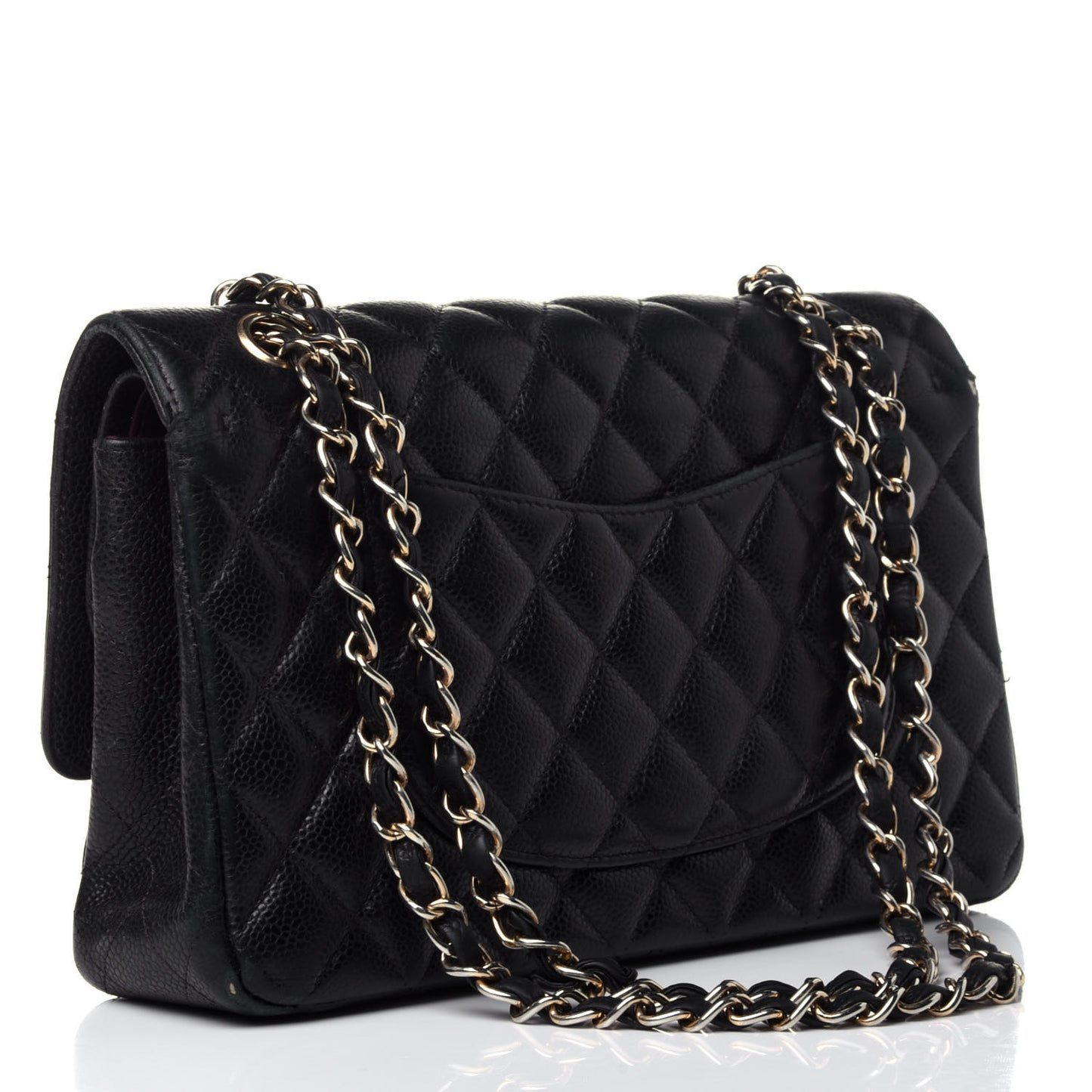 Caviar Quilted Medium Double Flap Black