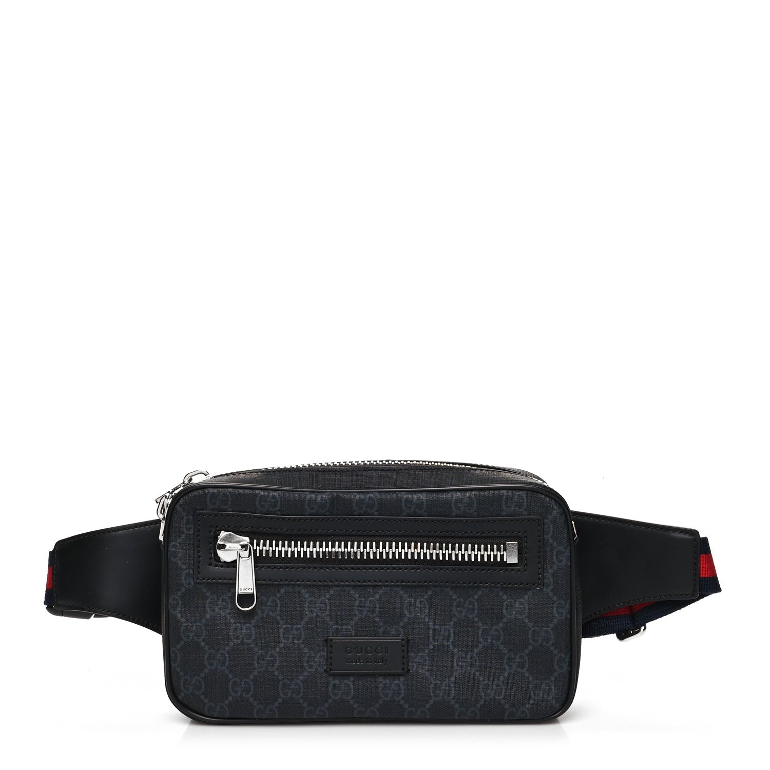 Gucci Soft GG Supreme Monogram Web Belt Bag Black Grey 1 of 12