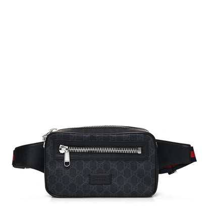 Gucci Soft GG Supreme Monogram Web Belt Bag Black Grey 1 of 12