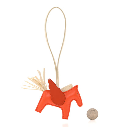 Hermes Milo Lambskin Grigri Rodeo Pegase Horse Bag Charm PM Orange Poppy Craie Terre Battue 2 of 5