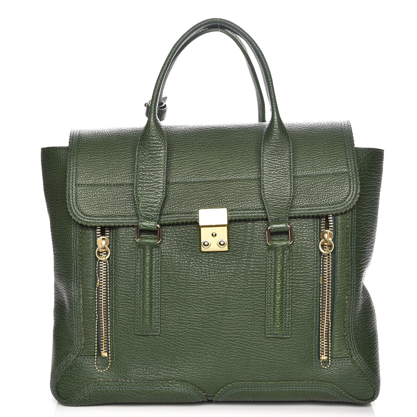 3.1 Textured Calfskin Large Pashli Satchel Jade
