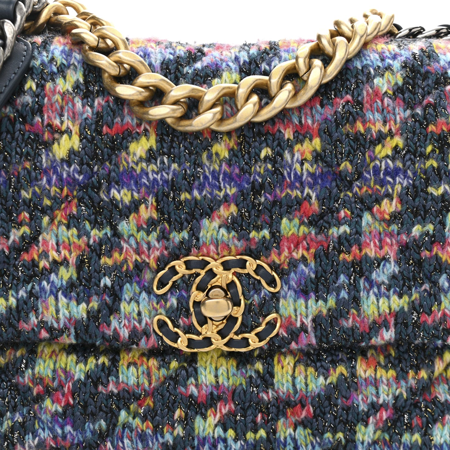 Tweed Quilted Medium Chanel 19 Flap Dark Multicolor