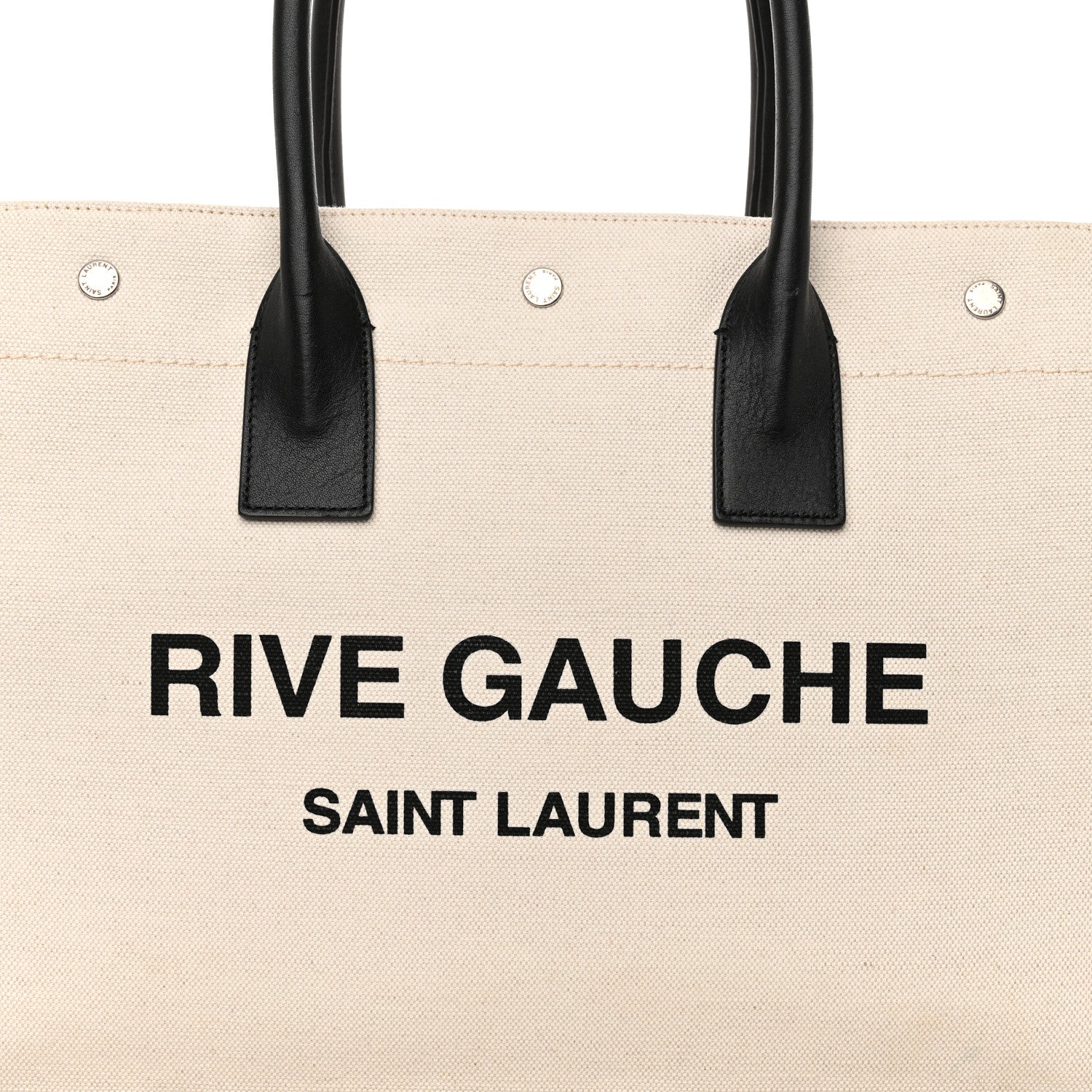 Saint Laurent Linen Calfskin Small Rive Gauche Tote Optic White 8 of 10