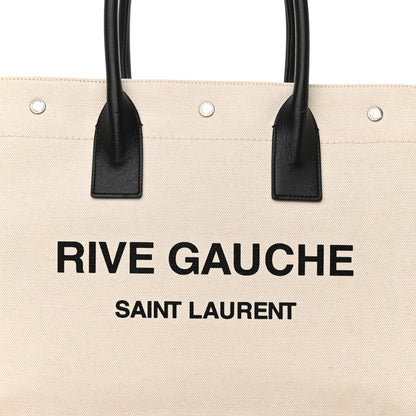 Saint Laurent Linen Calfskin Small Rive Gauche Tote Optic White 8 of 10