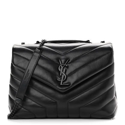 Saint Laurent Calfskin Y Quilted Monogram Small Loulou Chain Satchel Black 1 of 11