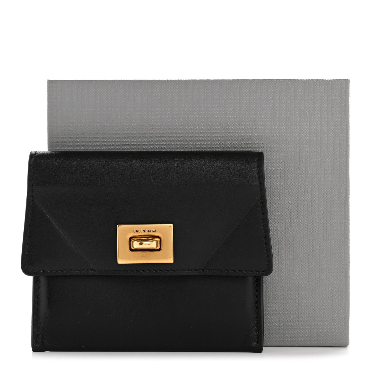 Natural Smooth Calfskin Rodeo Flap Wallet Black