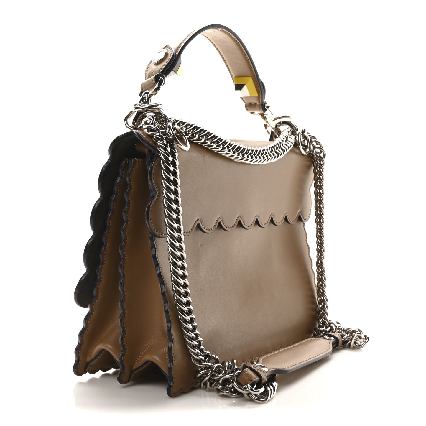 Vitello Liberty Scalloped Studded Kan I Shoulder Bag Sand