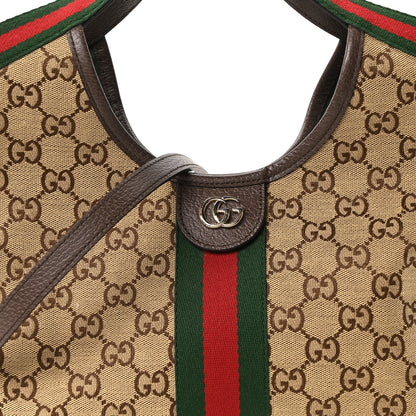 Gucci Monogram Web Small Giglio Tote Beige Dark Brown 8 of 11