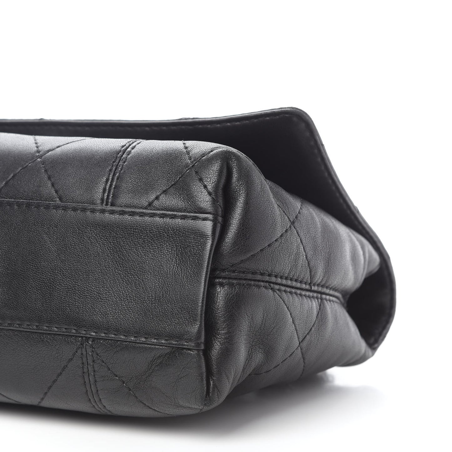 Lambskin Quilted Large Soft Touch Flap Black