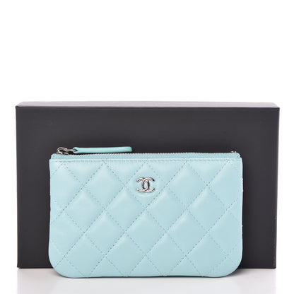Chanel Lambskin Quilted Small Cosmetic Case Light Blue 10 of 10