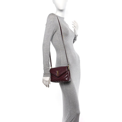 Saint Laurent Calfskin Y Quilted Monogram Toy Loulou Monogram Crossbody Bag Rouge Legion 2 of 12