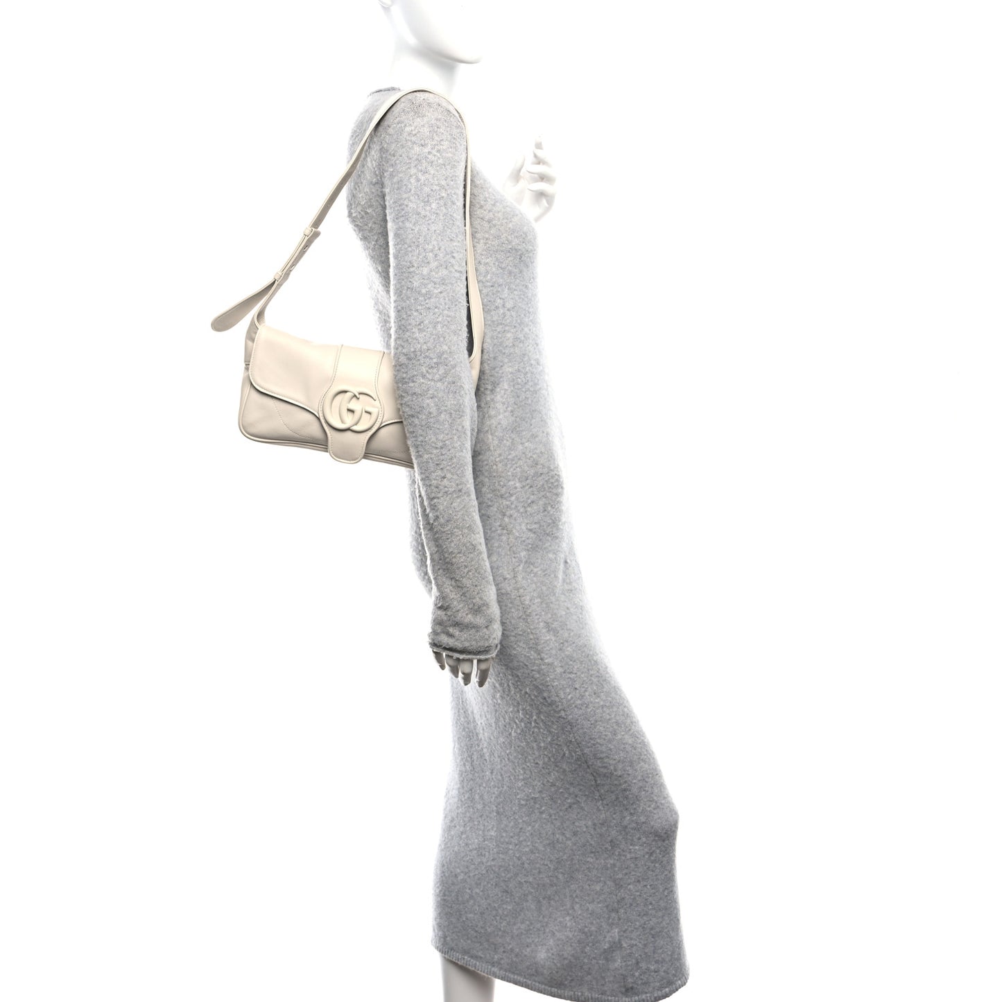 Goatskin Small GG Monochrome Aphrodite Shoulder Bag Mystic White