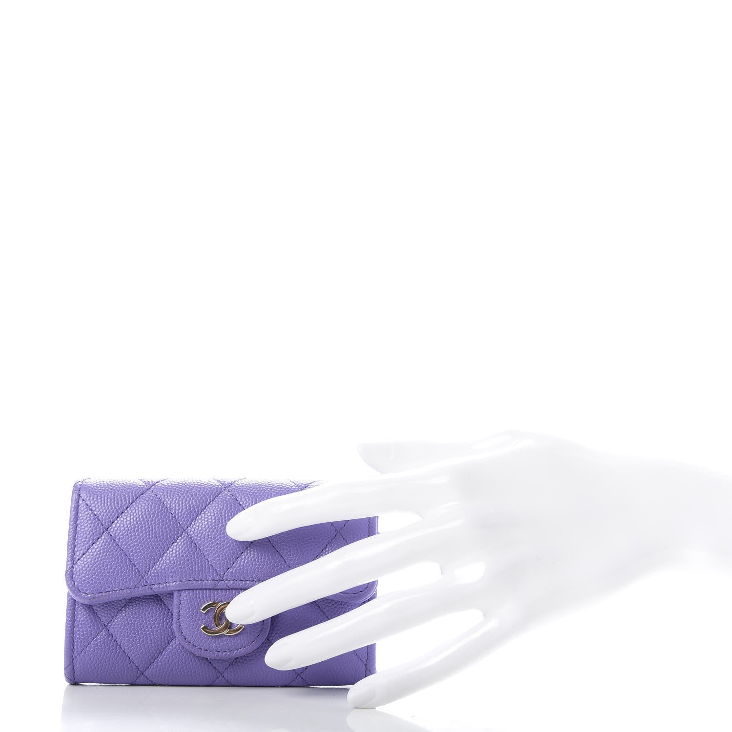 Chanel Caviar Quilted Flap Card Holder Wallet Purple 2 of 8