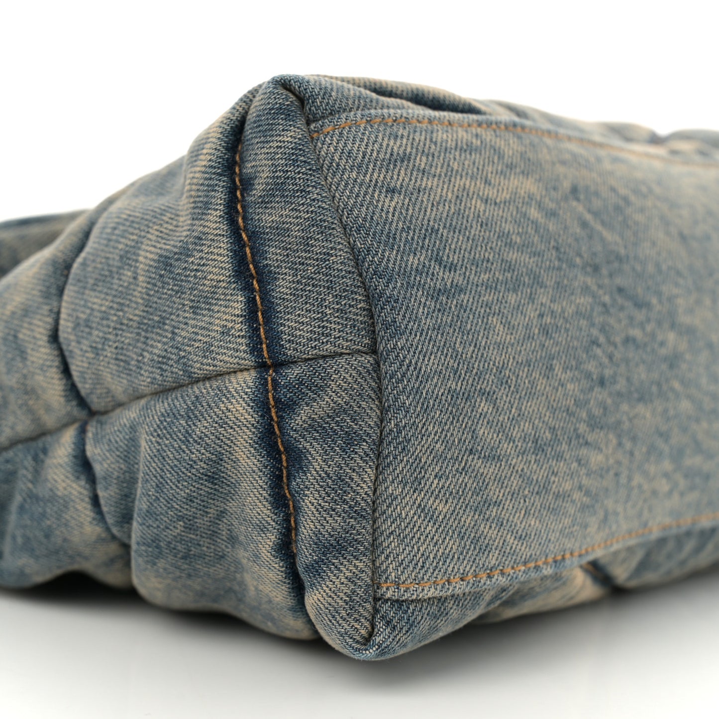 Denim Quilted Small Loulou Puffer Monogram Chain Satchel Blue Cinnamon