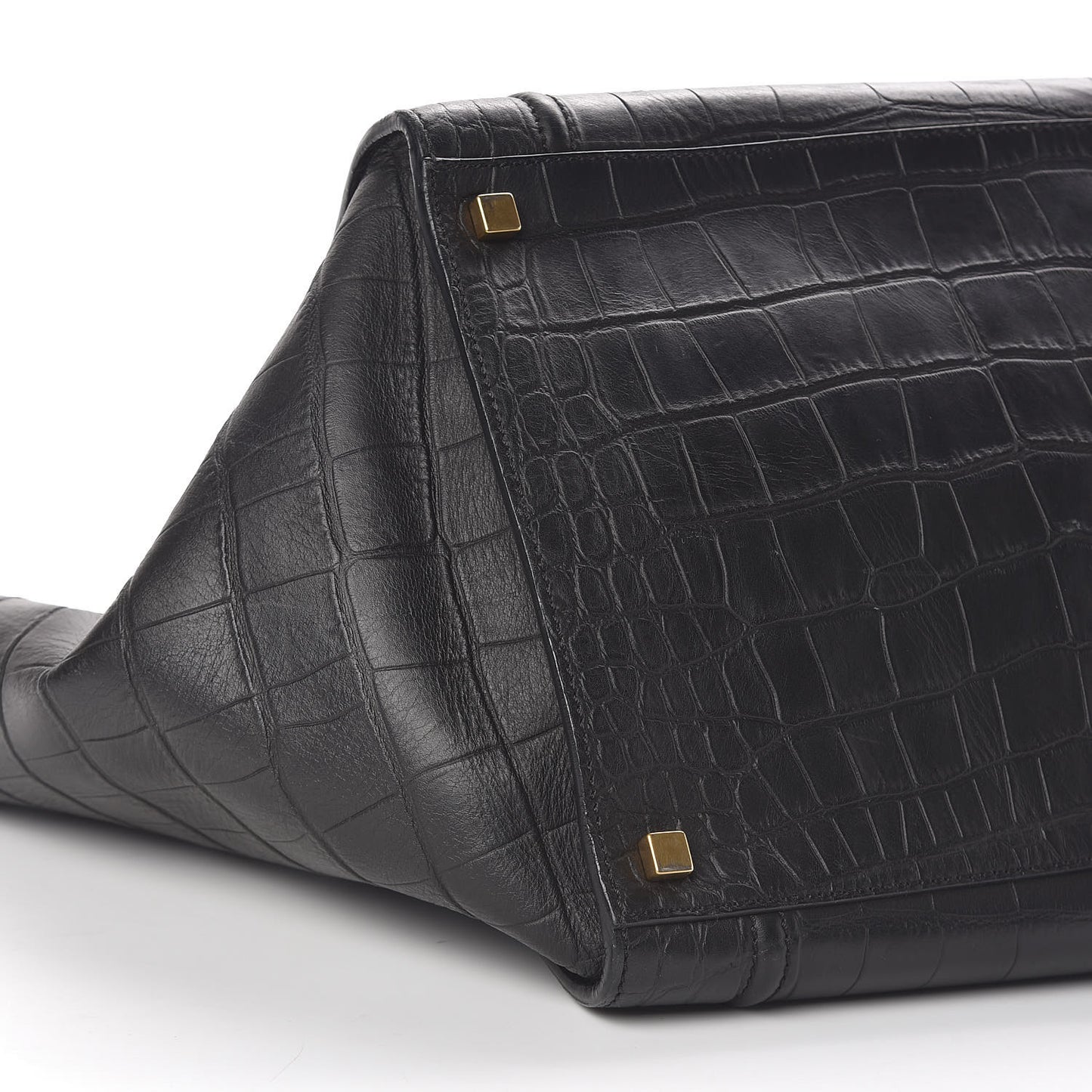 Calfskin Crocodile Embossed Medium Phantom Luggage Black
