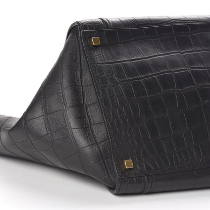 Celine Calfskin Crocodile Embossed Medium Phantom Luggage Black 8 of 9