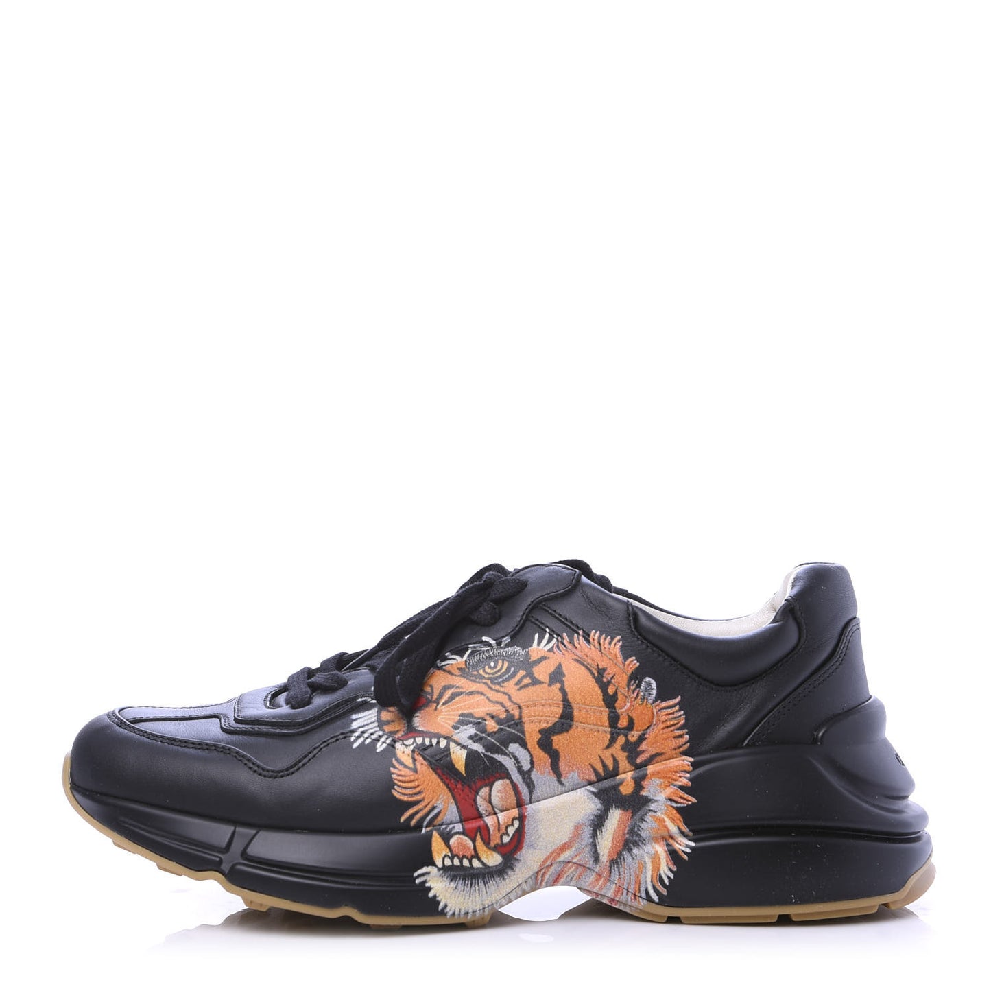 Calfskin Tiger Print Mens Rhyton Sneakers 7.5 Black