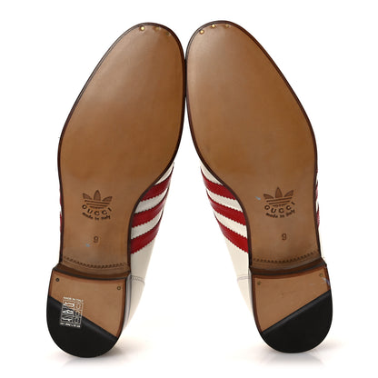Gucci X ADIDAS Goatskin Web Mens Horsebit Loafers 9 White 7 of 12