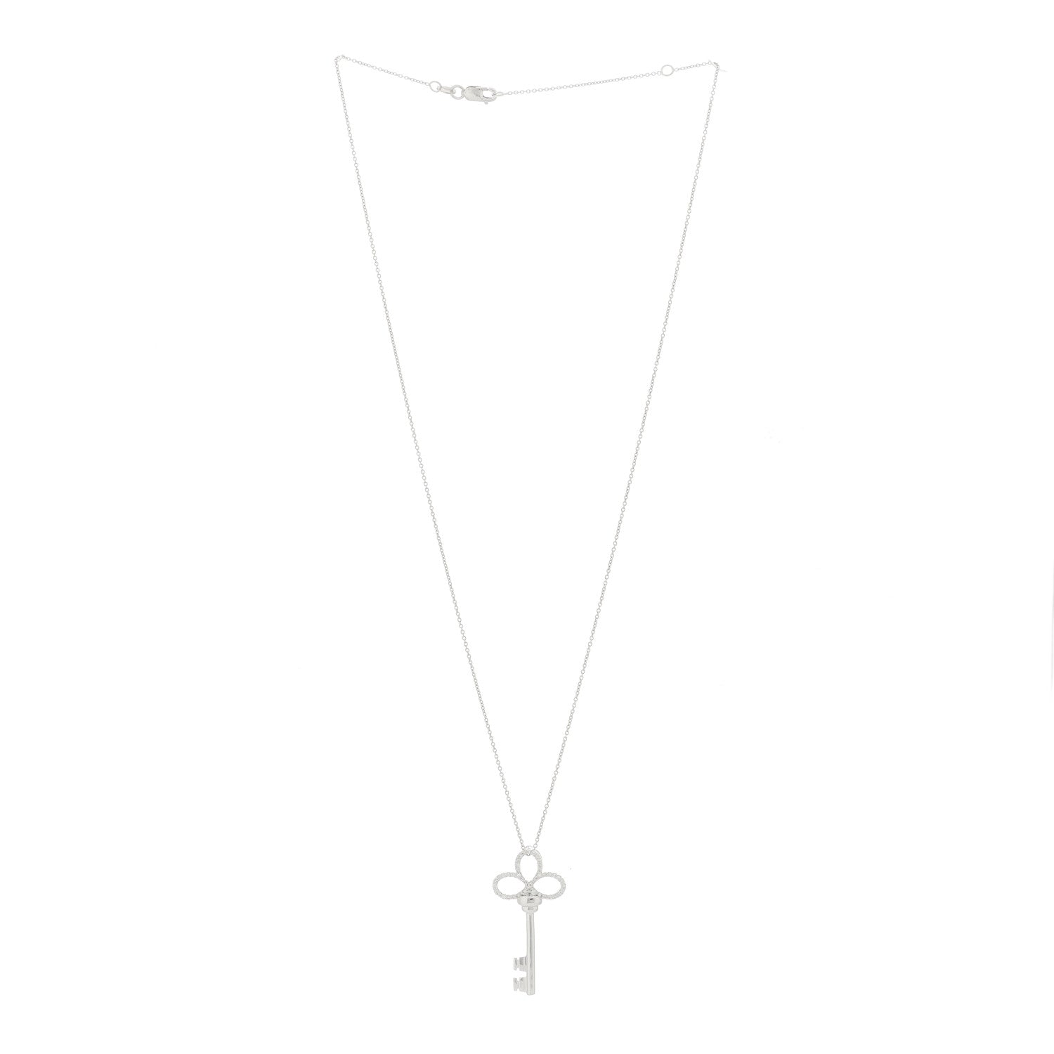 Roberto Coin 18K White Gold Diamond Tiny Treasures Key Pendant Necklace 3 of 6