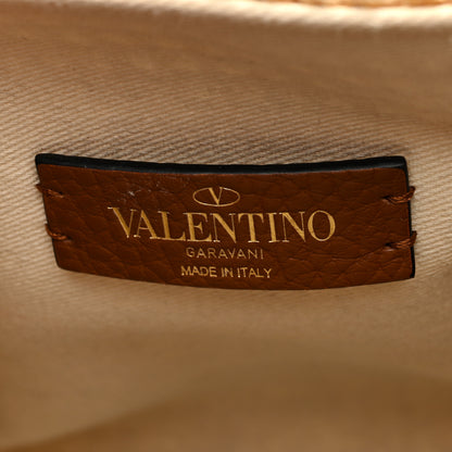 Valentino Garavani Raffia Grained Calfskin Small Rockstud Vlogo Tote Naturale 6 of 8