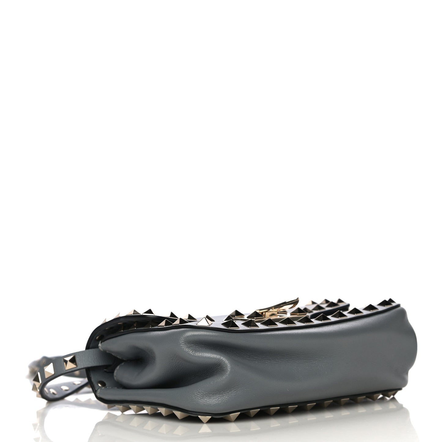 Vitello Mini Rockstud Flap Saddle Crossbody Bag Light Stone