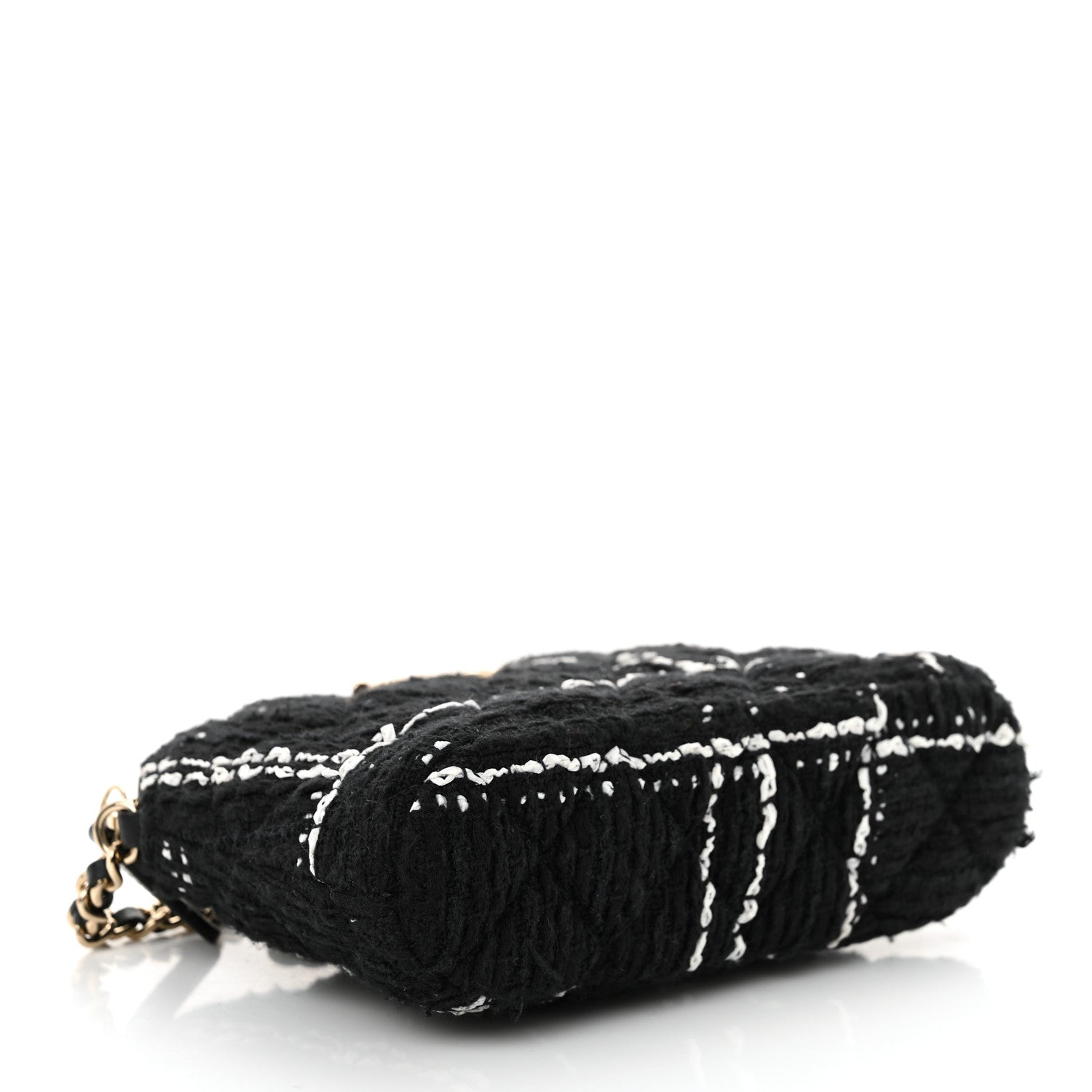 Chanel Tweed Quilted Mini Clutch With Chain Black White 4 of 14