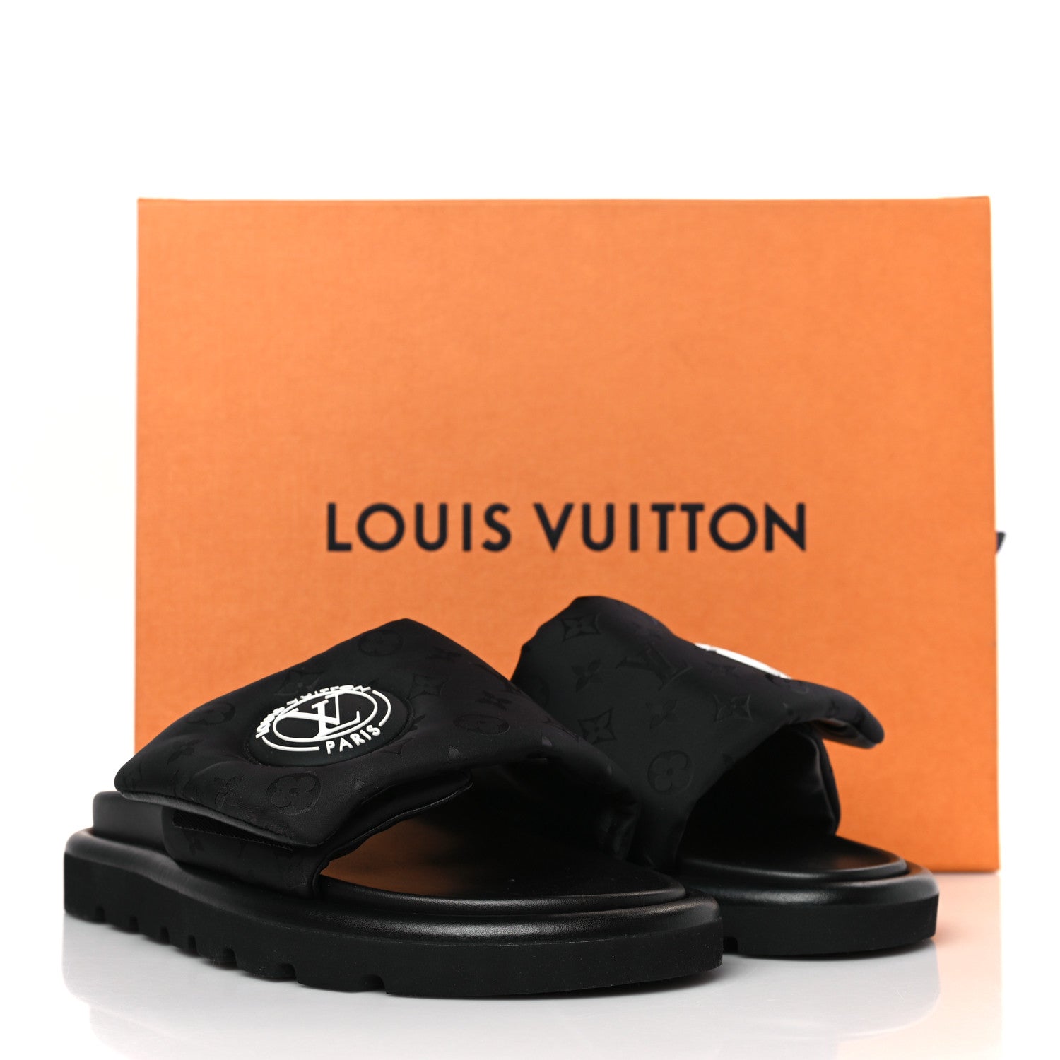 Louis Vuitton Nylon Monogram Womens Pool Pillow Comfort Mules 40 Black 9 of 9
