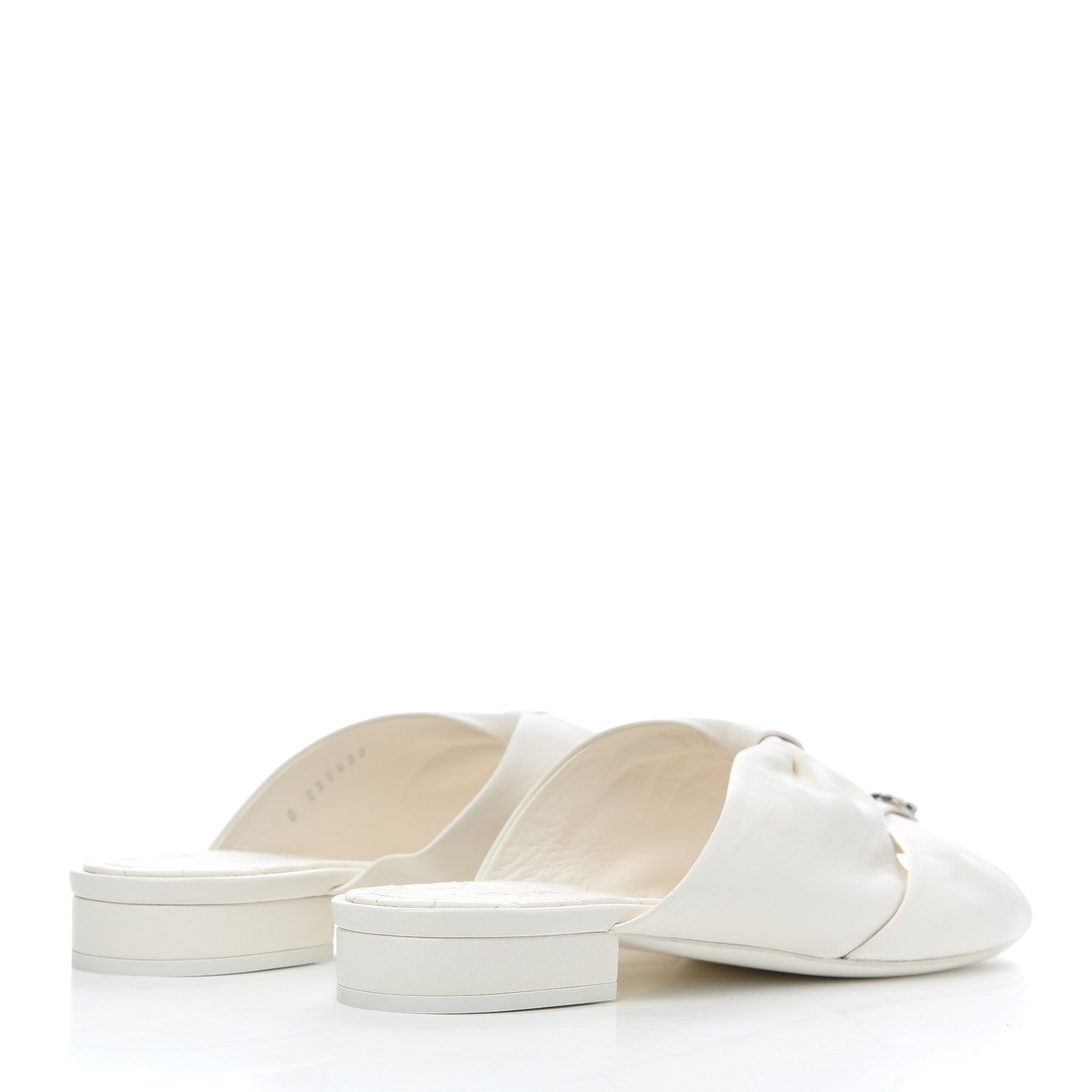 Chanel Lambskin Pearl Bow CC Flat Sandals 39.5 White 4 of 15