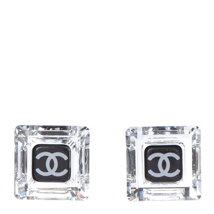 Chanel Lucite CC Square Charm Earrings Black 1 of 5