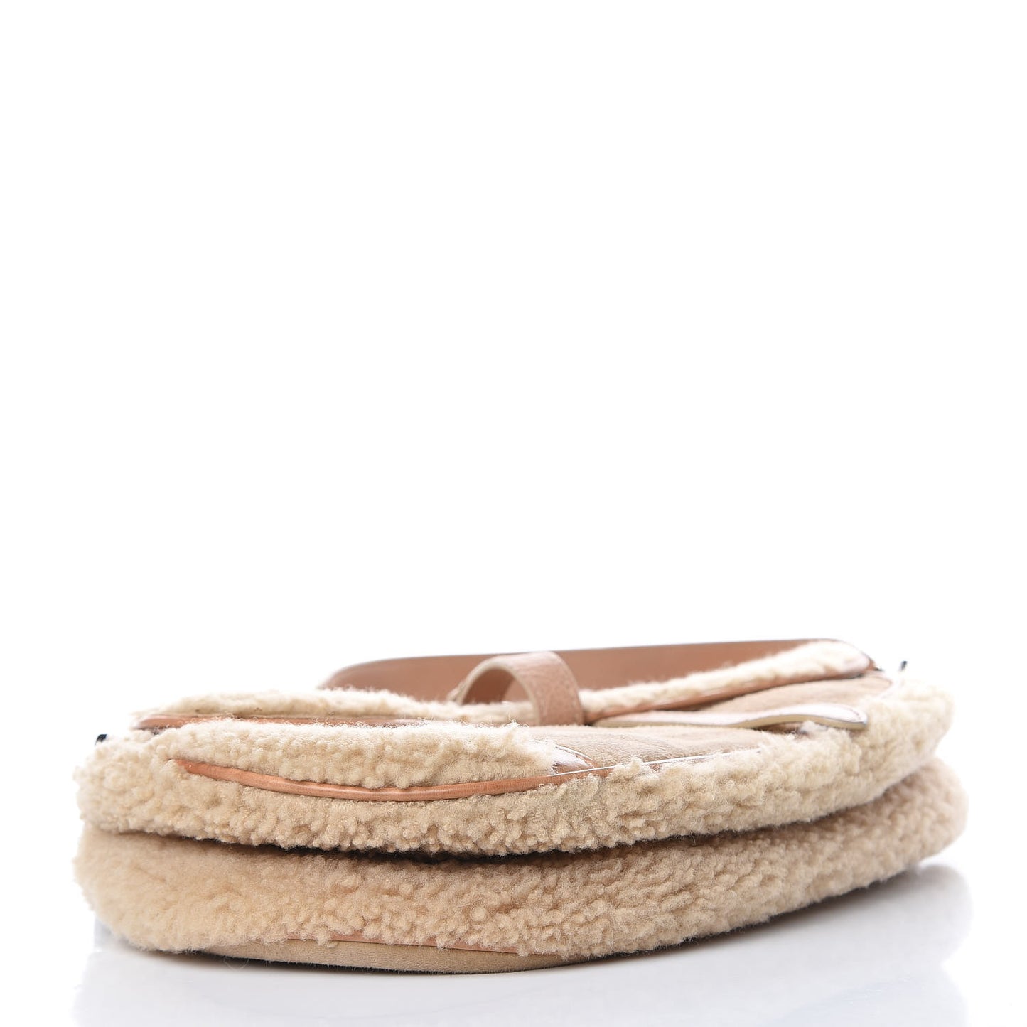 Shearling Flight Saddle Bag Beige