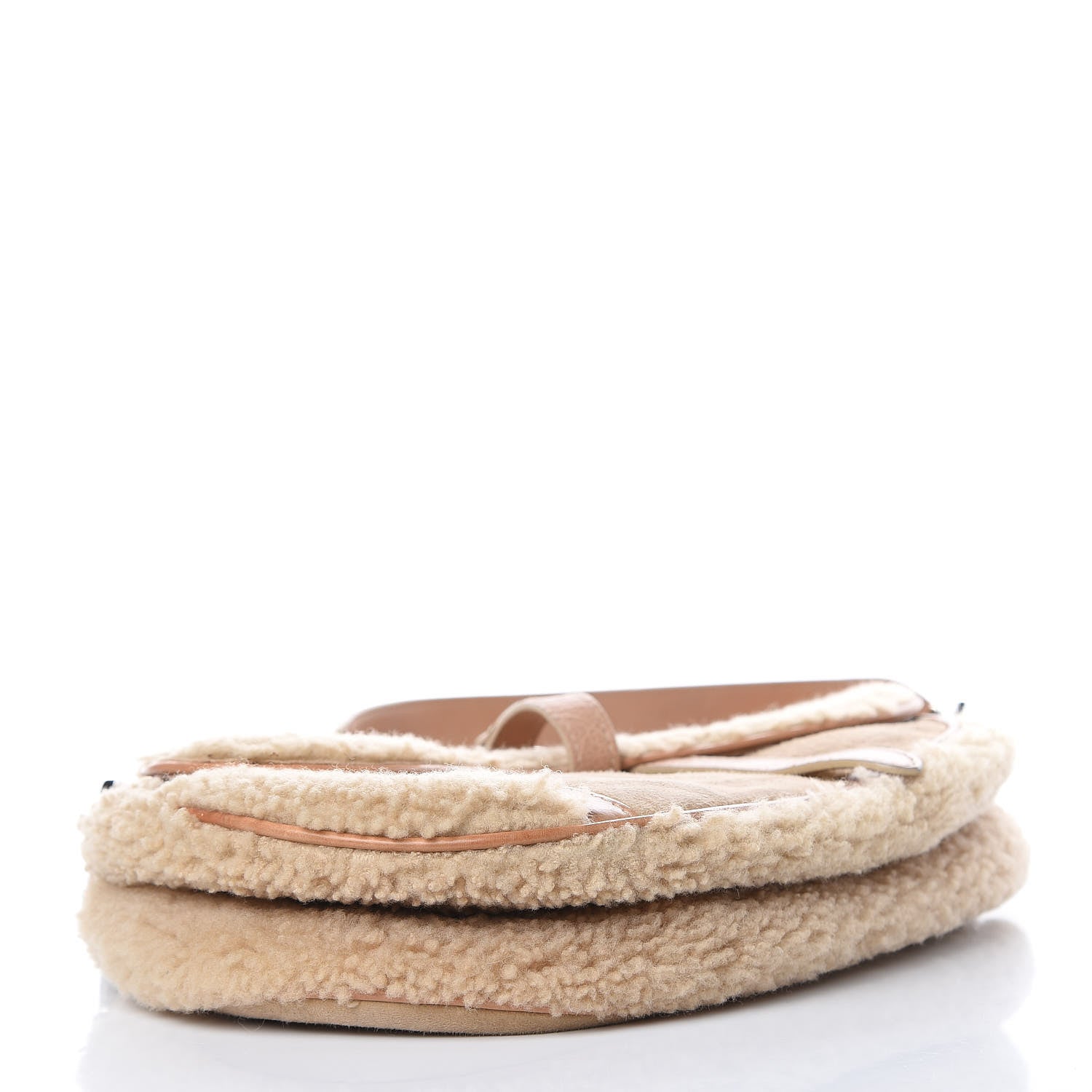 Christian Dior Shearling Flight Saddle Bag Beige 4 of 13