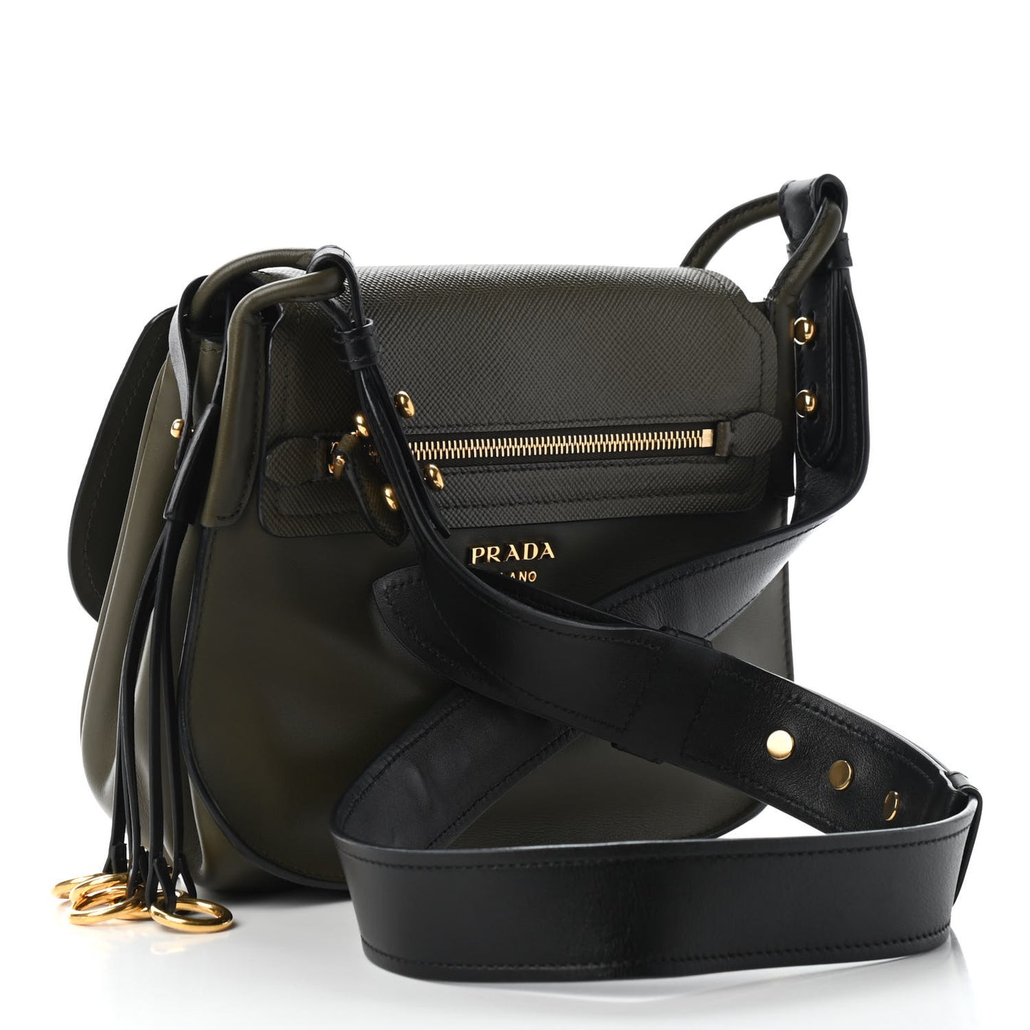 Saffiano Cuir Calf Corsaire Bag Militare Black