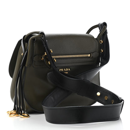 Prada Saffiano Cuir Calf Corsaire Bag Militare Black 3 of 8