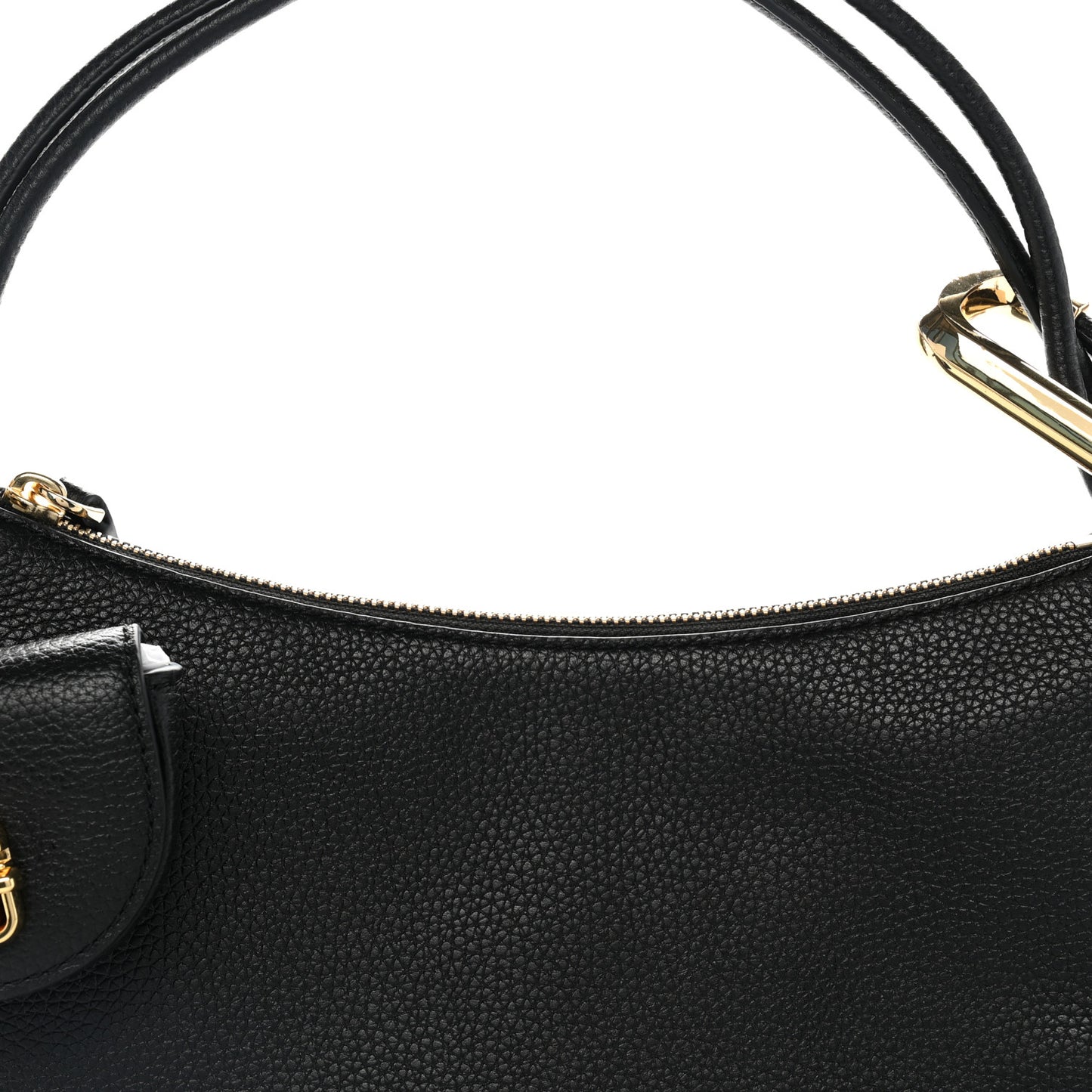 Grained Calfskin Dual Crescent Bag Black