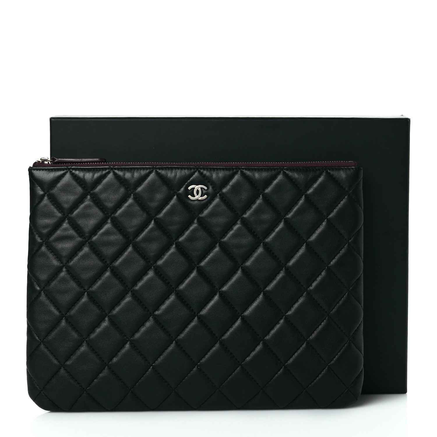 Chanel Lambskin Quilted Medium Cosmetic Case Black 11 of 11