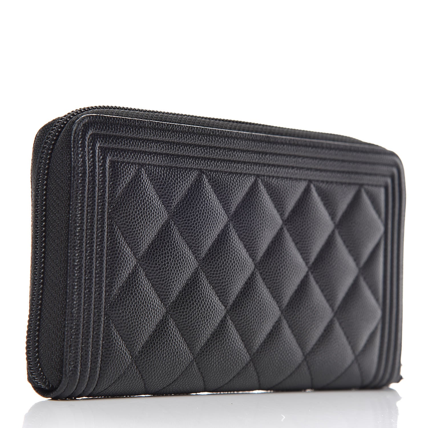 Chanel Caviar Quilted Boy Long Zip Around Wallet Black 3 of 10