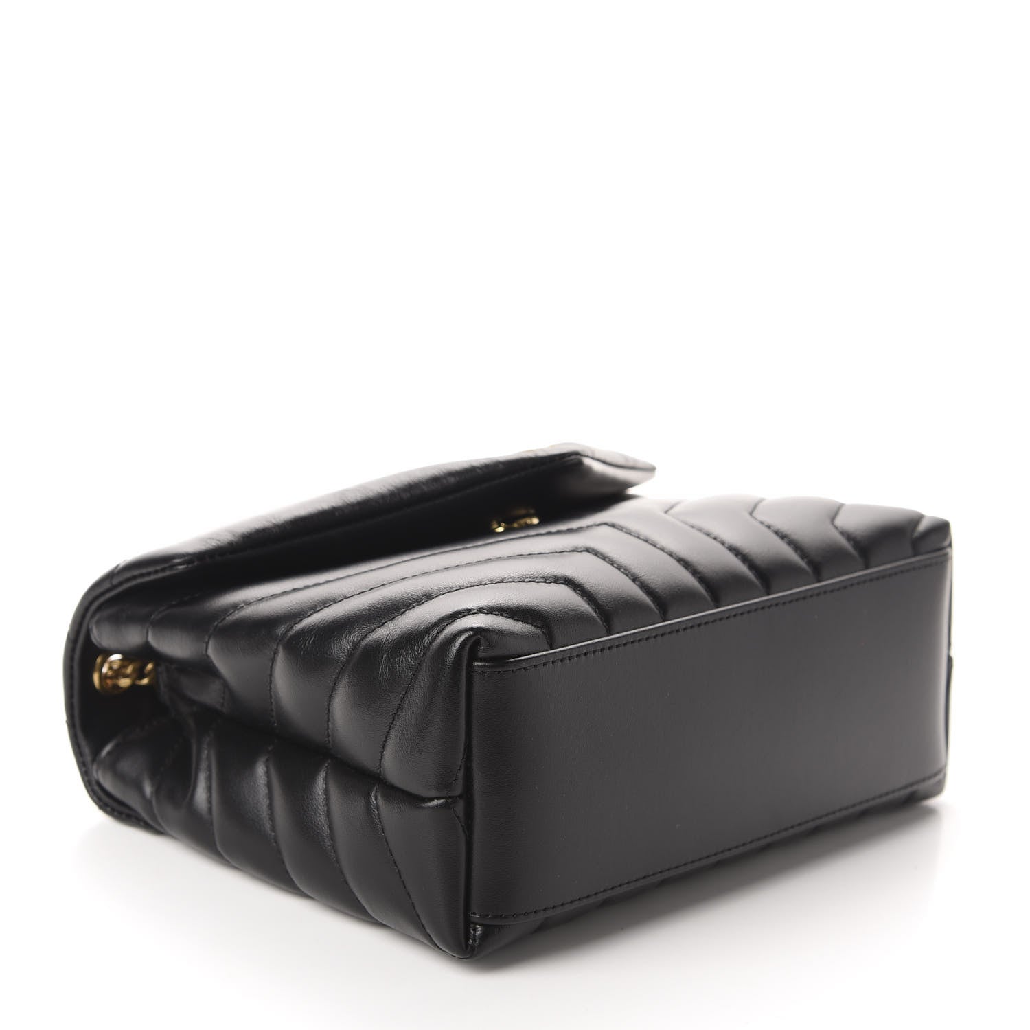 Saint Laurent Calfskin Y Quilted Monogram Small Loulou Chain Satchel Black 4 of 11