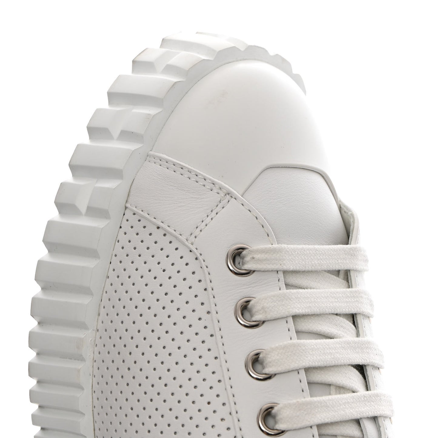 Perforated Calfskin Cross Sneakers 36 White