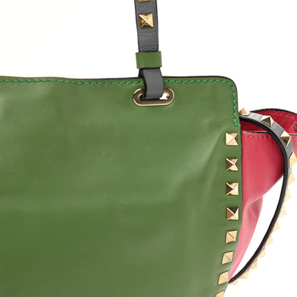 Valentino Garavani Vitello Colorblock Small Rockstud Tote Deep Rose Clover Grey Scarlet 15 of 16